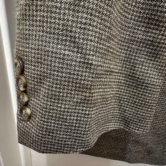 Jos A Bank Silk Wool Blazer Traveler's Collection 44L Houndstooth Brown Tan - Picture 4 of 13